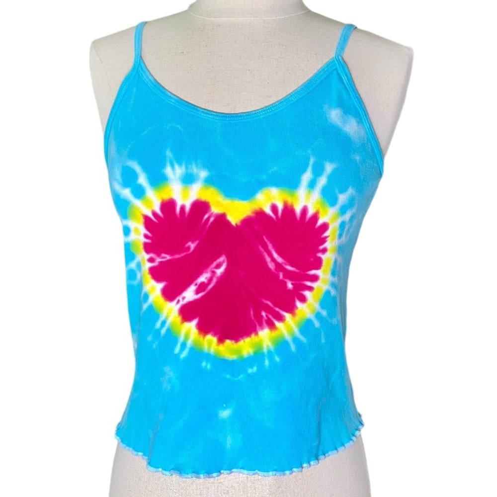 90’s Clueless Tye Dye Heart Cropped Tank size M LAT Sportswear